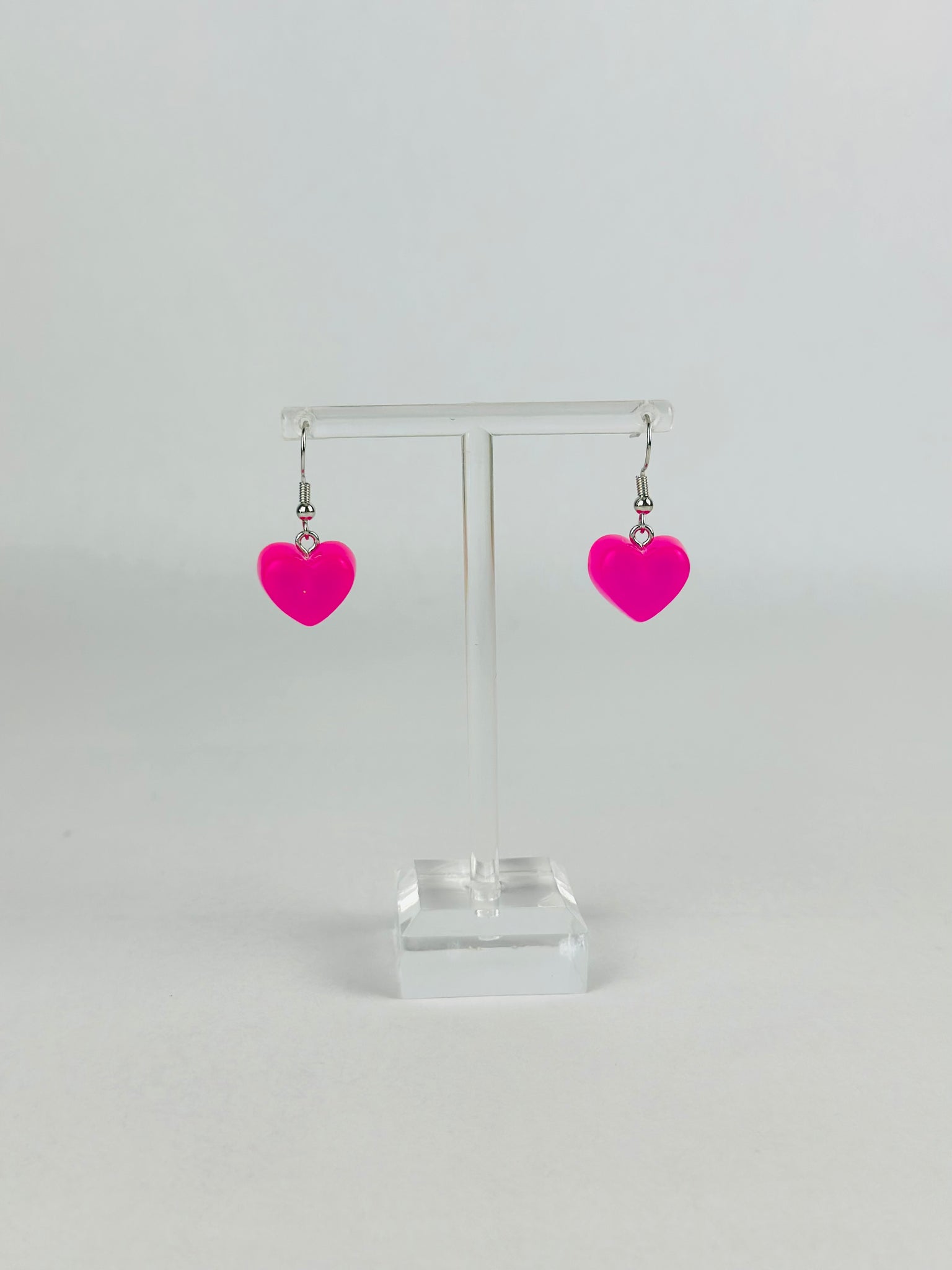 Hot Pink Gummy Heart Earrings