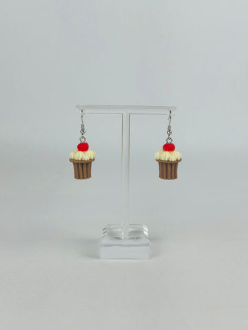 Vanilla Cherry Cupcake Earrings