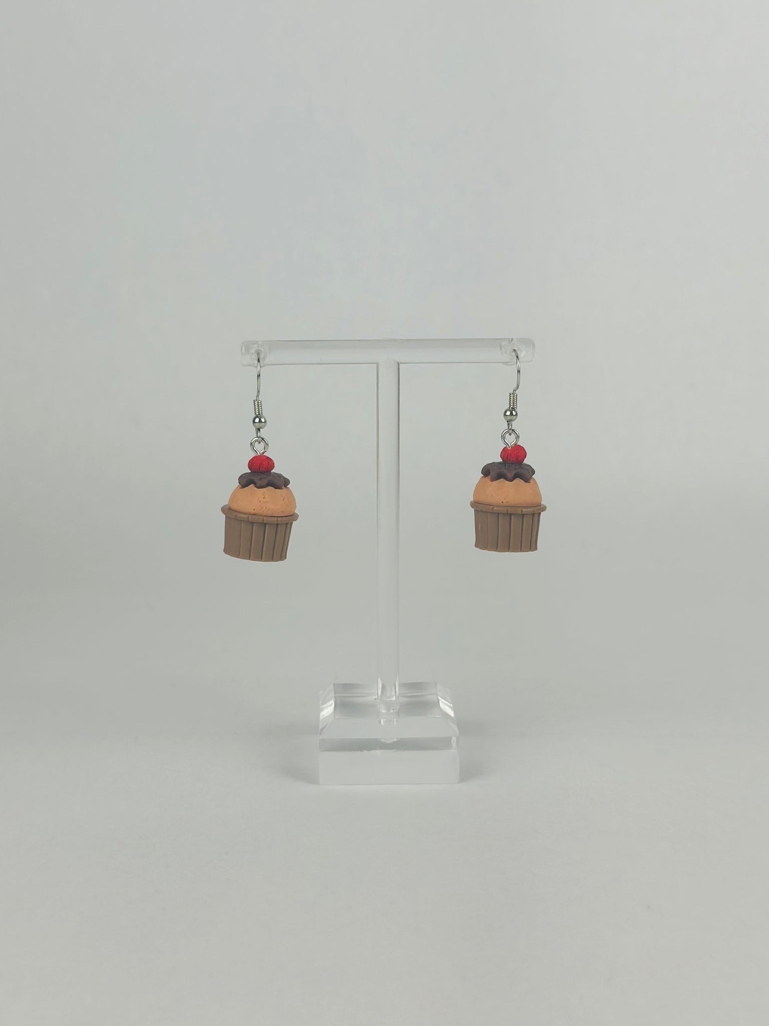 Chocolate Raspberry Cupcake Earrings