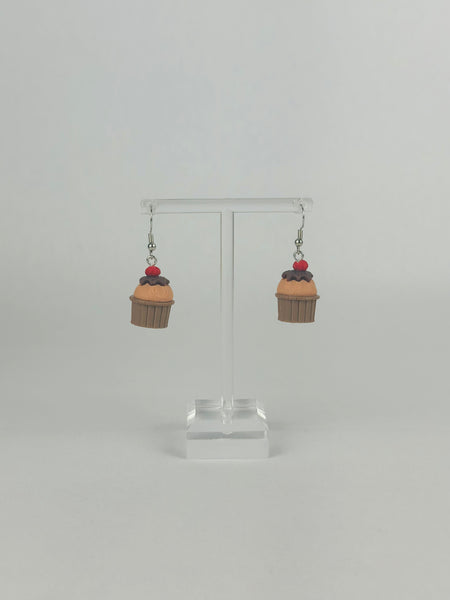 Chocolate Raspberry Cupcake Earrings