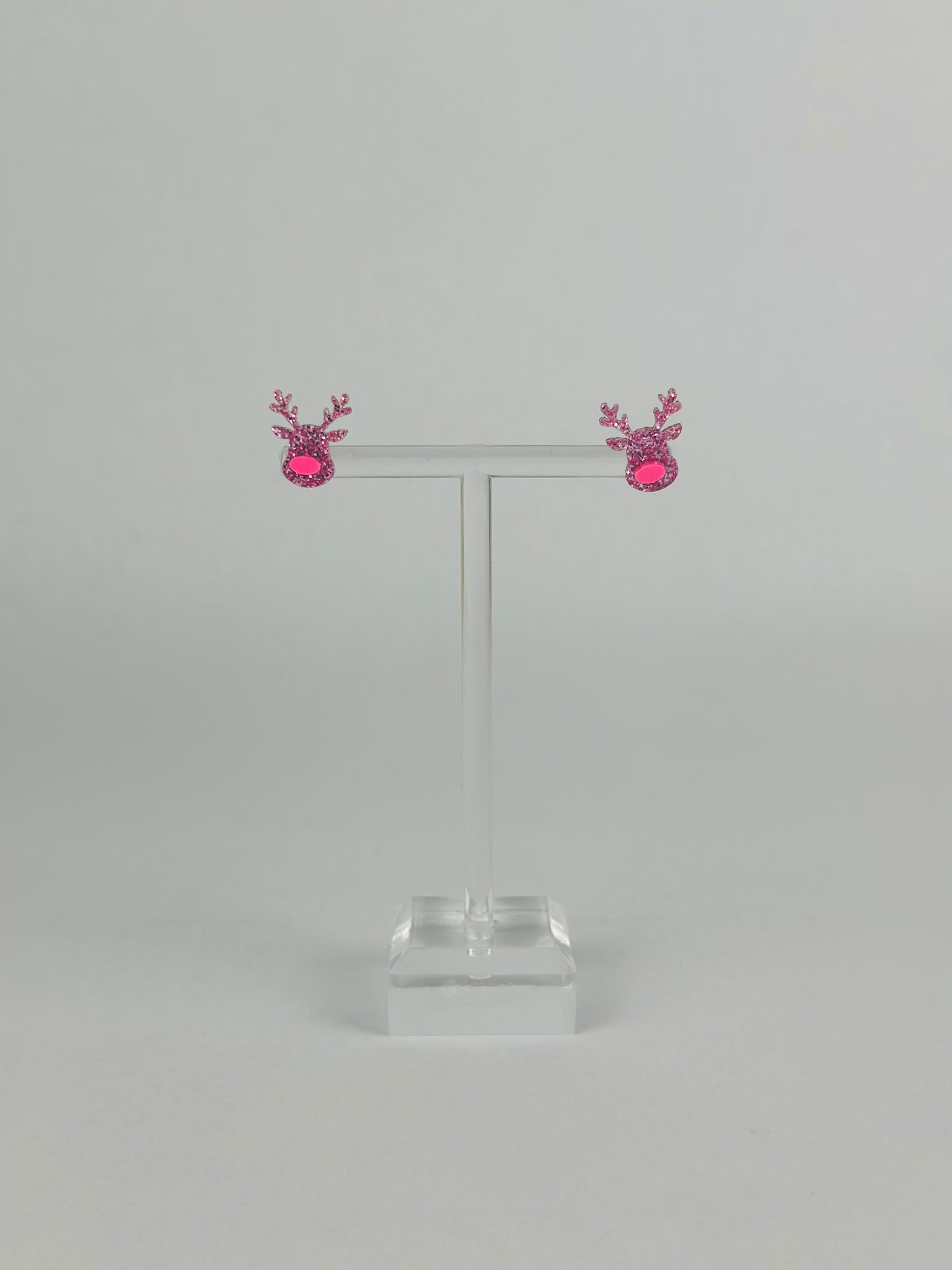 Pink Reindeer Studs