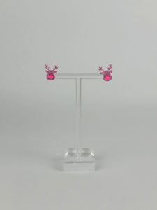 Pink Reindeer Studs