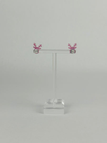 Pink Reindeer Studs