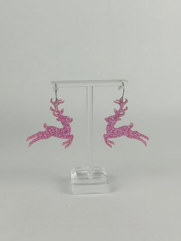 Pink Reindeer Earrings