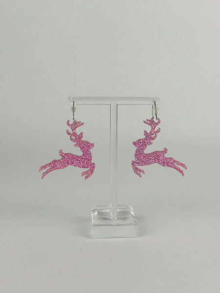 Pink Reindeer Earrings