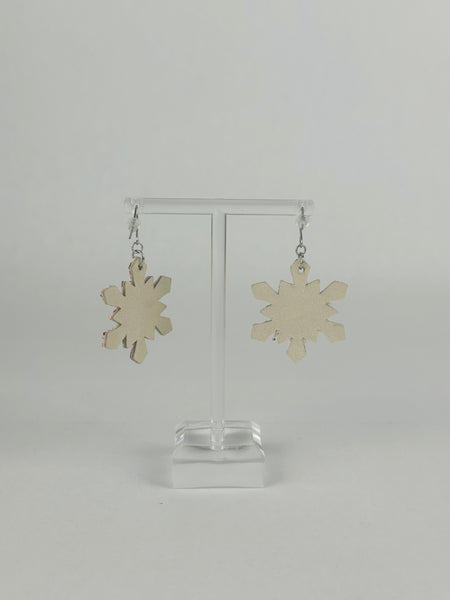 Red & White Sparkled SnowFlake Earrings