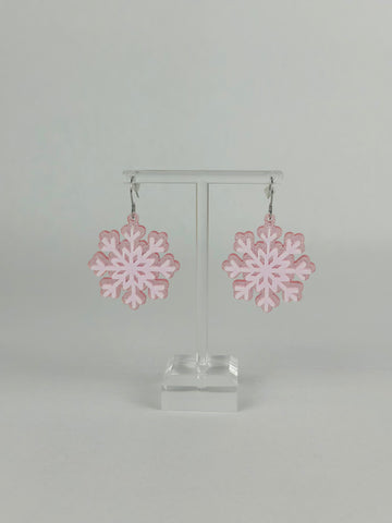 Pink SnowFlake Earrings