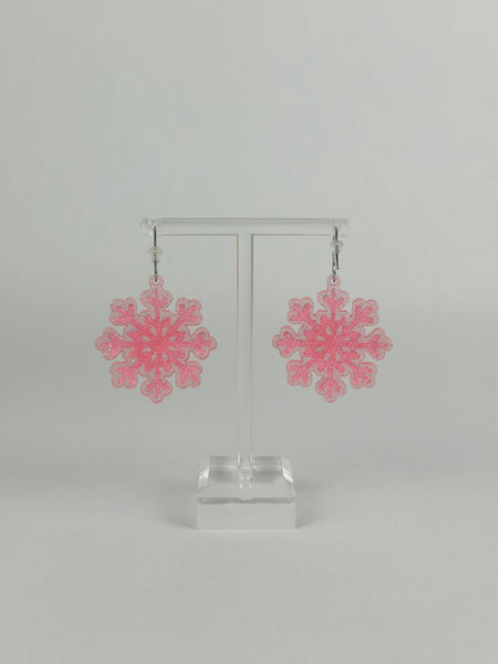 Pink SnowFlake Earrings