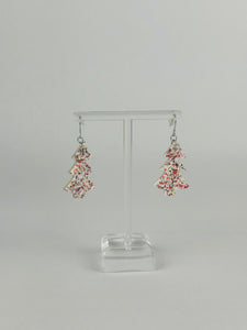 Red & White Sparkly Christmas Tree Earrings