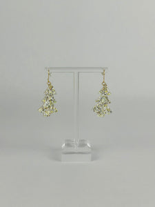 Gold & White Sparkly Christmas Tree Earrings