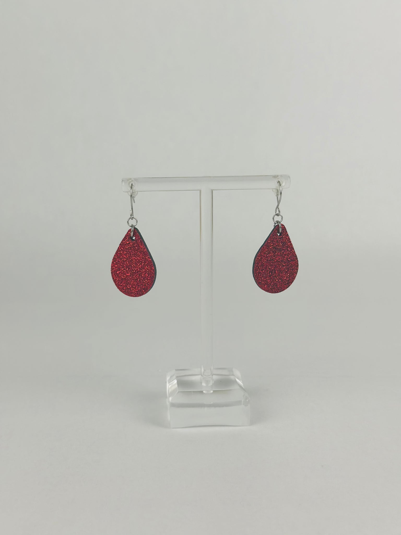 Red Sparkly Christmeas TearDrop Earrings