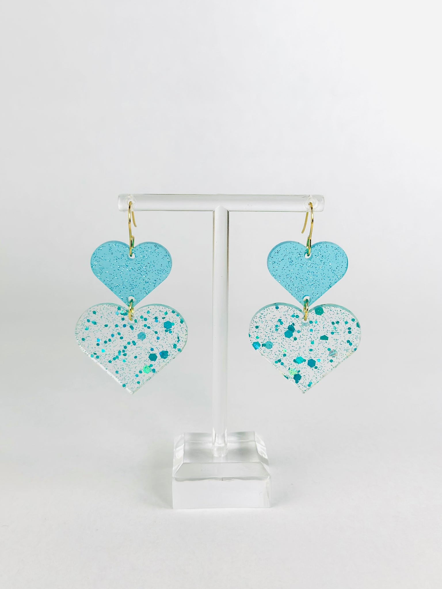 Teal Sparkle Hearts