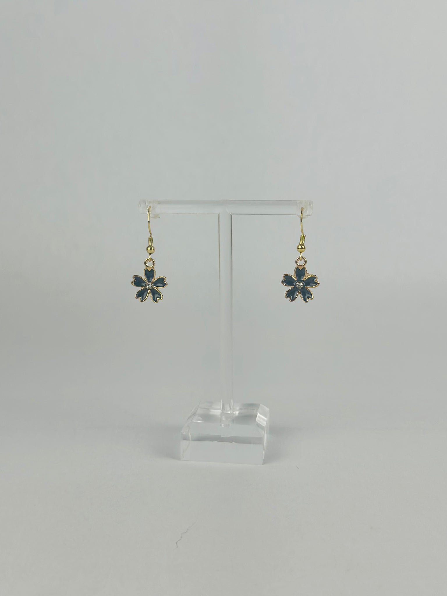 Black Crystal Flower Earrings