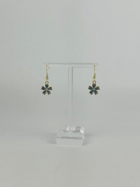 Black Crystal Flower Earrings