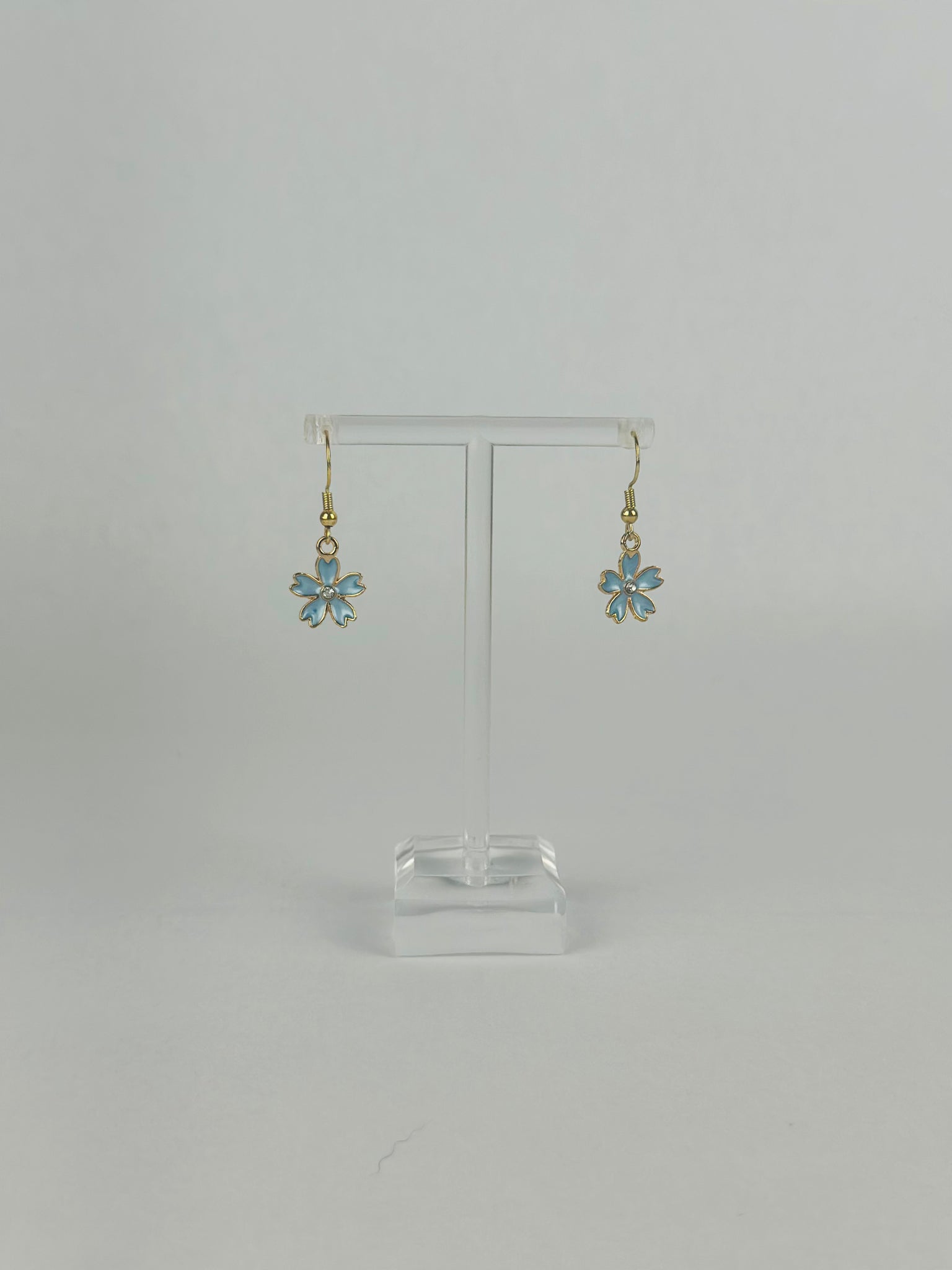 Blue Crystal Flower Earrings