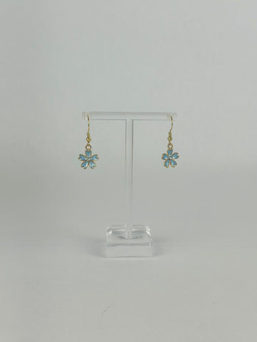 Blue Crystal Flower Earrings