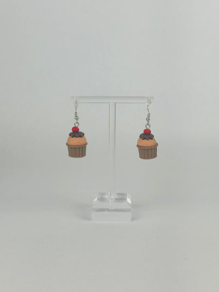 Chocolate Raspberry Cupcake Earrings