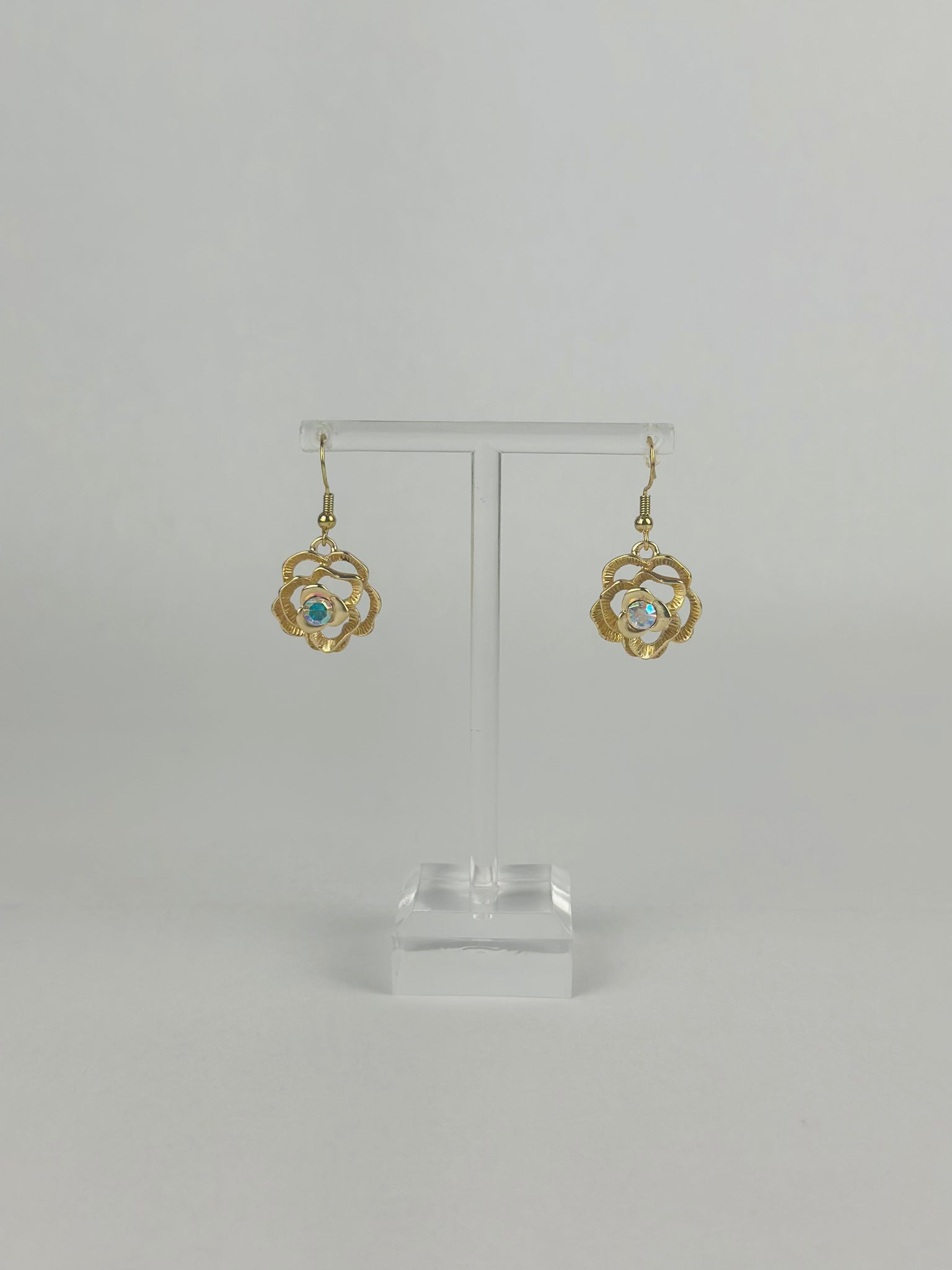 Golden Lotus Flower Earrings