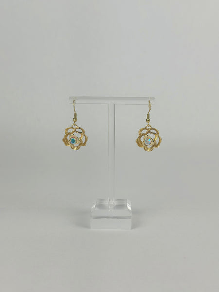 Golden Lotus Flower Earrings