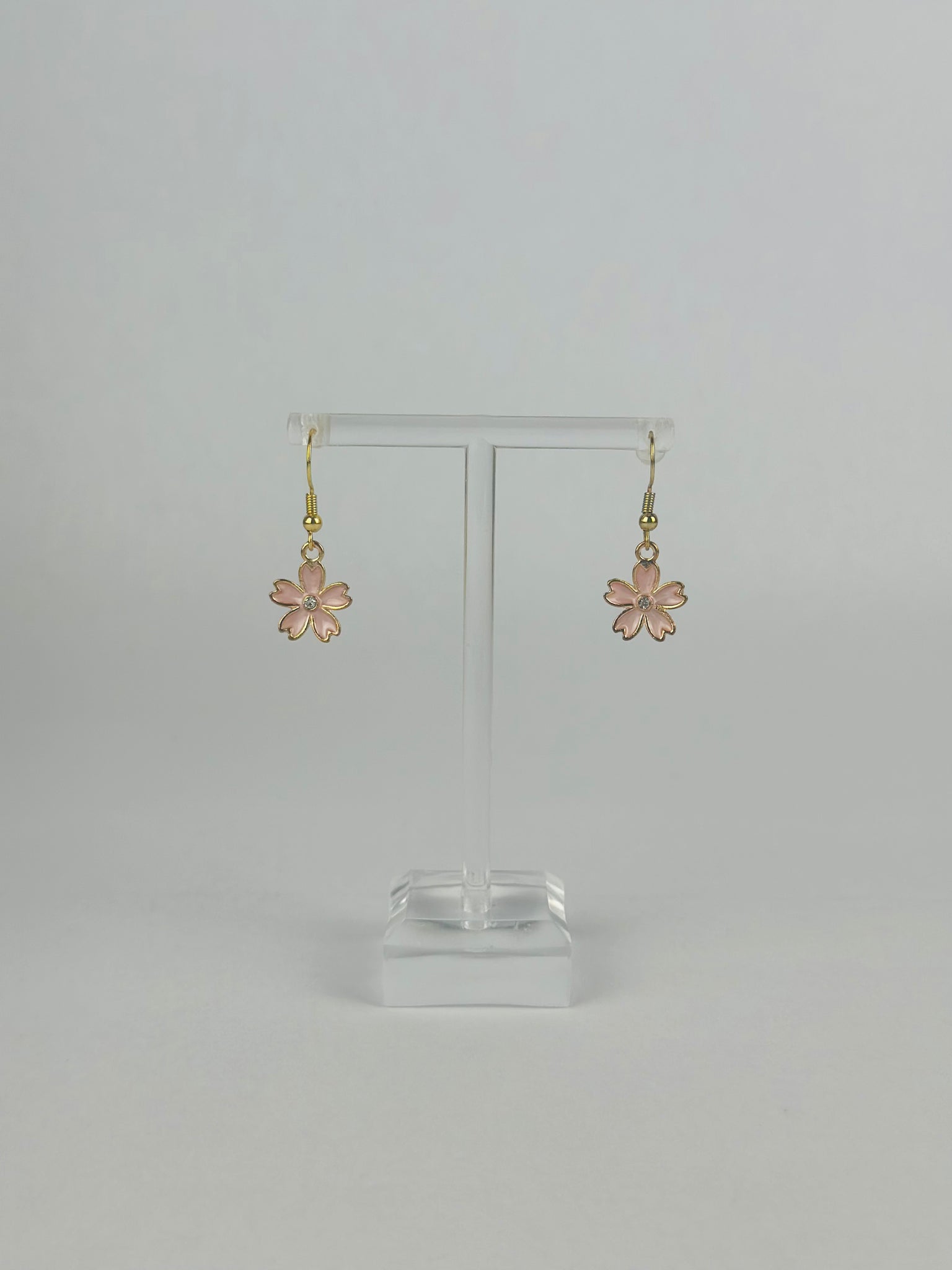 Pink Crystal Flower Earrings