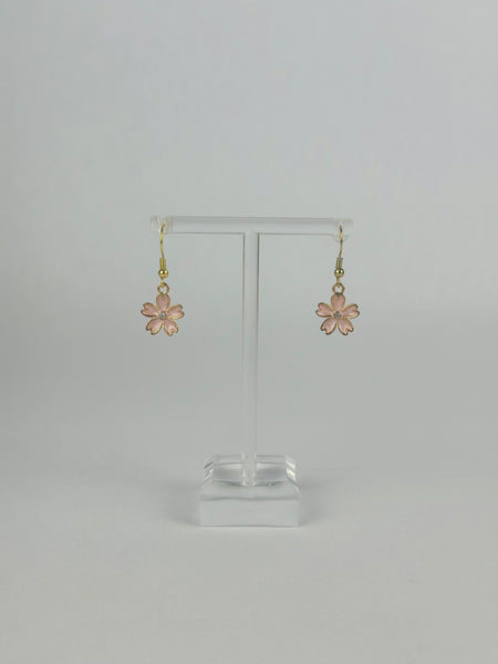 Pink Crystal Flower Earrings