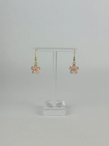 Pink Crystal Flower Earrings