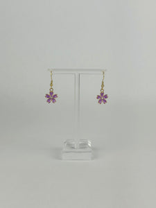 Purple Crystal Flower Earrings