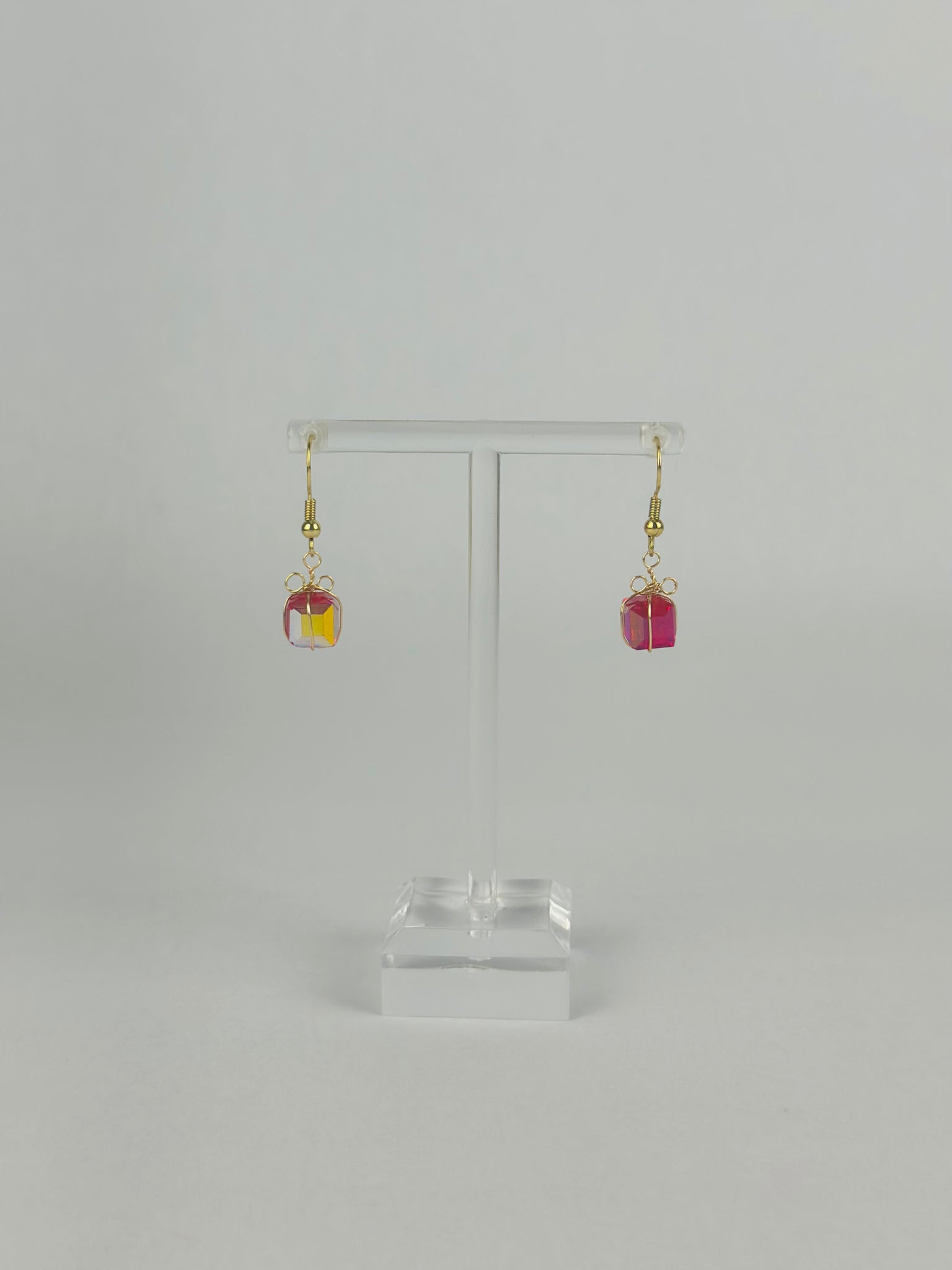 Red Crystal Christmas Present Earrings