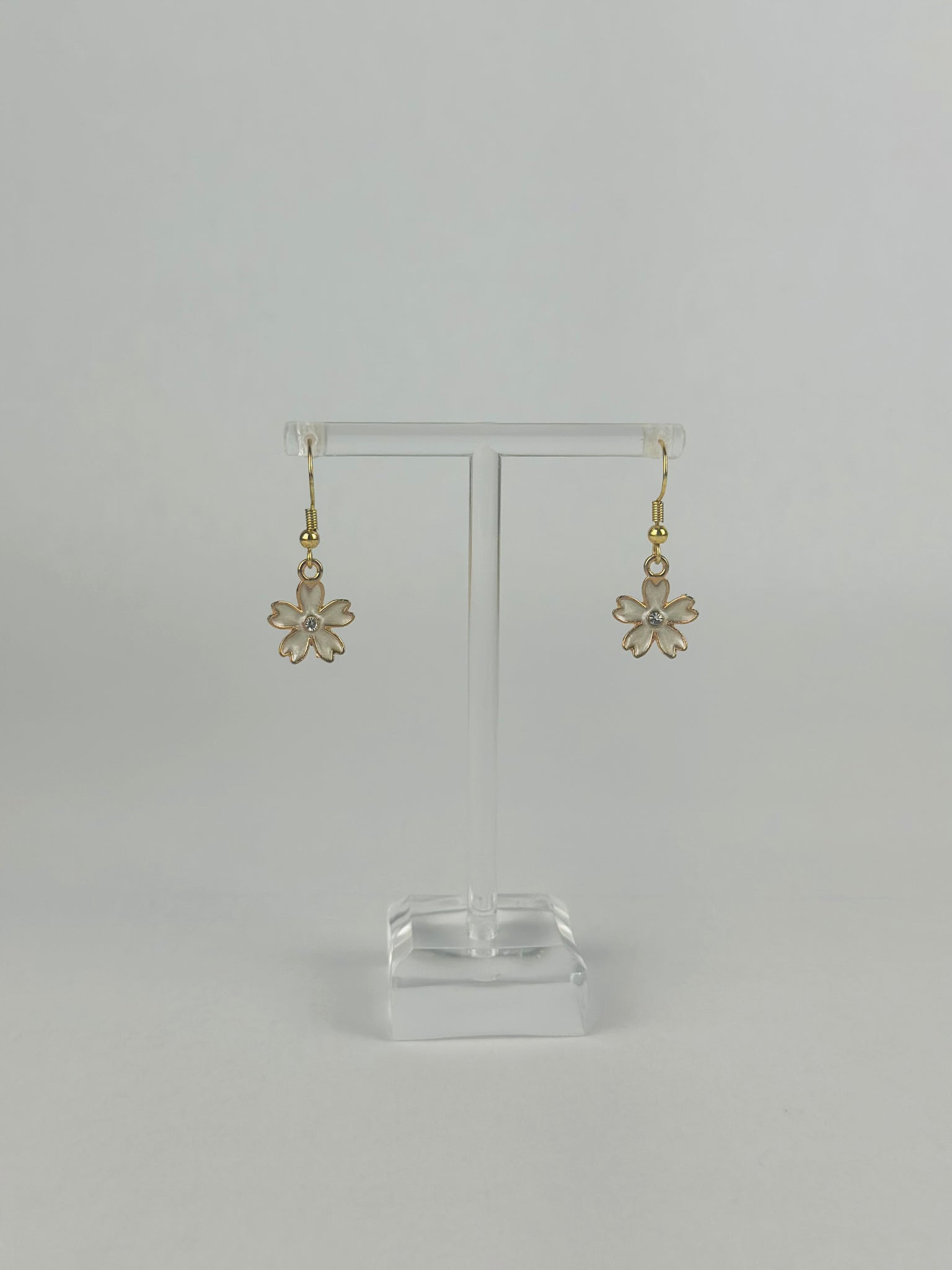 White Crystal Flower Earrings